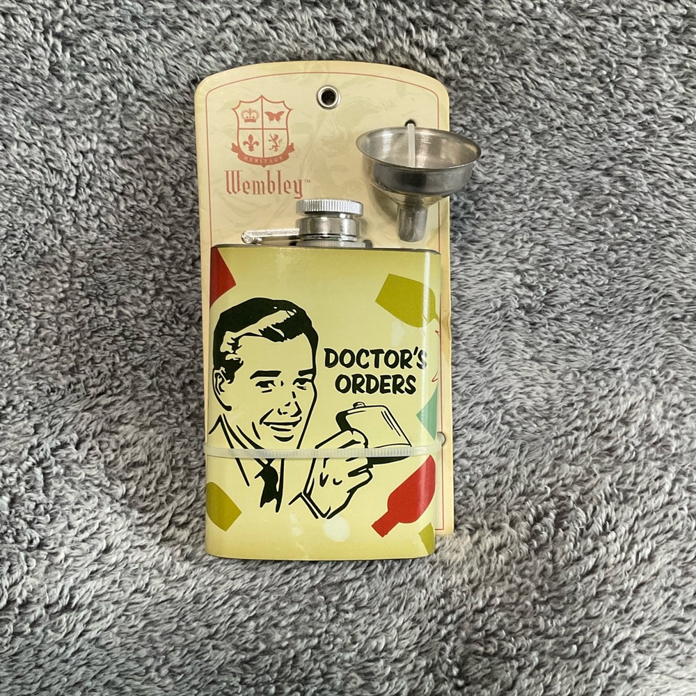 Wembley Vintage Design Flask with Red Accents